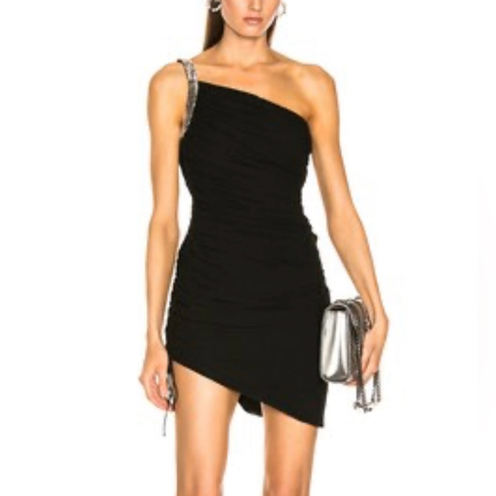$3990 New Saint Laurent black one shoulder dress. Made in Italy